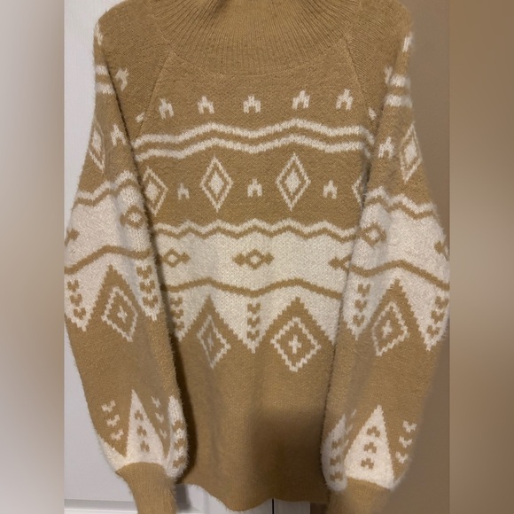 White Birch Women’s Mustard Yellow Knit Sweater Size XL Nordic Pattern, Cozy. - Picture 4 of 6